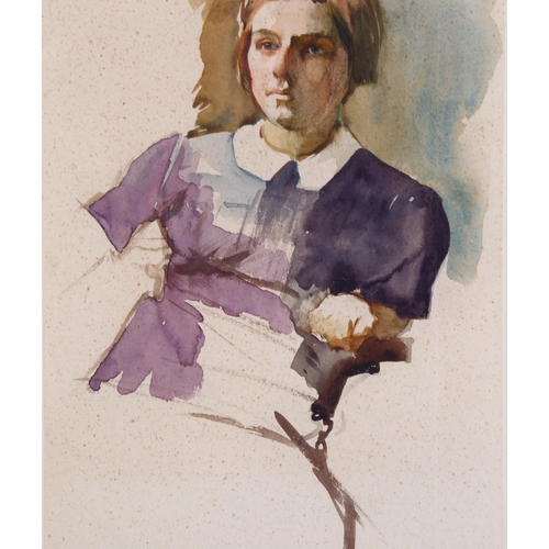 123 - Eugen Hersch (1887 - 1967), portrait of a girl, watercolour, 25cm x 16cm, framed