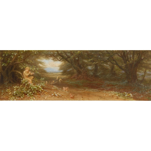 125 - Constance Phillott (1842 - 1931), nymph in woodland, watercolour, signed and dated 1895, 16cm x 47cm... 