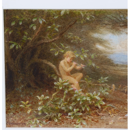 125 - Constance Phillott (1842 - 1931), nymph in woodland, watercolour, signed and dated 1895, 16cm x 47cm... 