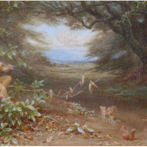 125 - Constance Phillott (1842 - 1931), nymph in woodland, watercolour, signed and dated 1895, 16cm x 47cm... 