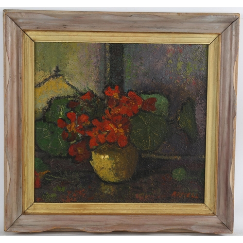 126 - Russell, still life nasturtiums circa 1930, oil on canvas, signed, 34cm x 36cm, framed