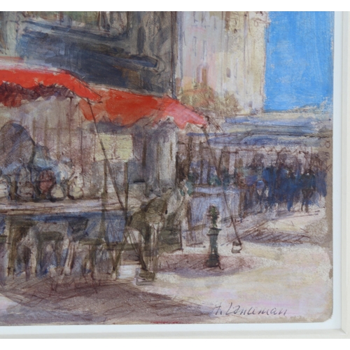 127 - Audrey Lanceman (born 1931), Place St Jacques Dieppe, watercolour, signed, 17cm x 23cm, framed