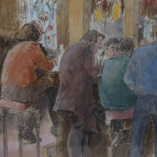 129 - Audrey Lanceman (born 1931), pub interior, watercolour, signed, 16cm x 23cm, framed