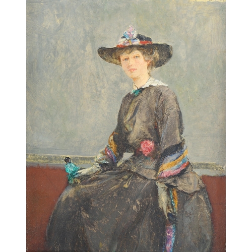 13 - Ernest Borough Johnson (1866 - 1949), portrait of a lady, oil on board, signed and dated 1919, 29cm ... 