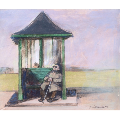 134 - Audrey Lanceman (born 1931), Great Eastern Hotel, 14cm x 20cm, and bus shelter, 15cm x 20cm, pen ink... 