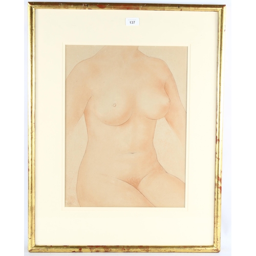 137 - Edmond Xavier Kapp (1890 - 1978), nude, circa 1930, sanguine chalk, signed, 47cmx 35cm, framed