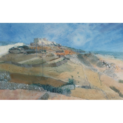 139 - Erik Smith RWS (1914 - 1973), view toward a North African hilltop village, watercolour, signed, 33cm... 