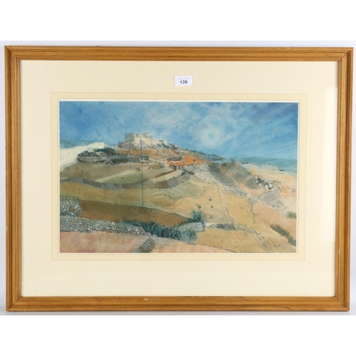 139 - Erik Smith RWS (1914 - 1973), view toward a North African hilltop village, watercolour, signed, 33cm... 