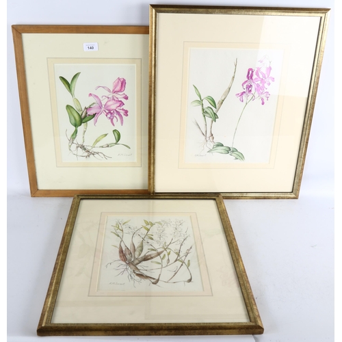 140 - Kathleen Smart, 2 botanical studies, wild orchids, watercolours, signed, 29cm x 21cm, framed (2)