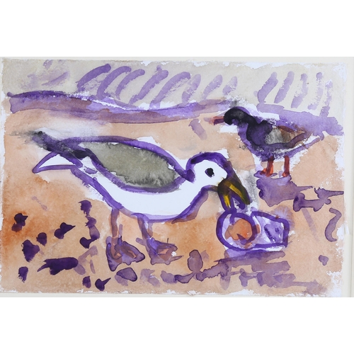 145 - Michael Davies (born 1947), gulls and snails, 3 watercolours on paper, 28cm x 18cm, framed (3)