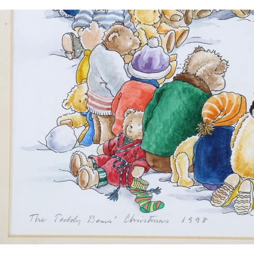 151 - Prue Theobalds, The Teddy Bears' Christmas, original watercolour illustration, signed and dated 1998... 