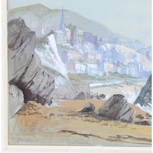 154 - Frederick Clarke, Ventnor Isle of Wight, watercolour, mid-19th century, inscribed on lower edge and ... 