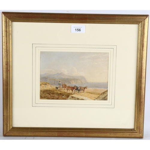 156 - George Barret (1767 - 1842), returning home, watercolour, 13cm x 19cm, framed