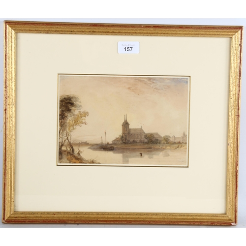 157 - Alfred Gomersal Vickers (1810 - 1837), a church in Russia or Poland, watercolour, 16cm x 23cm, frame... 