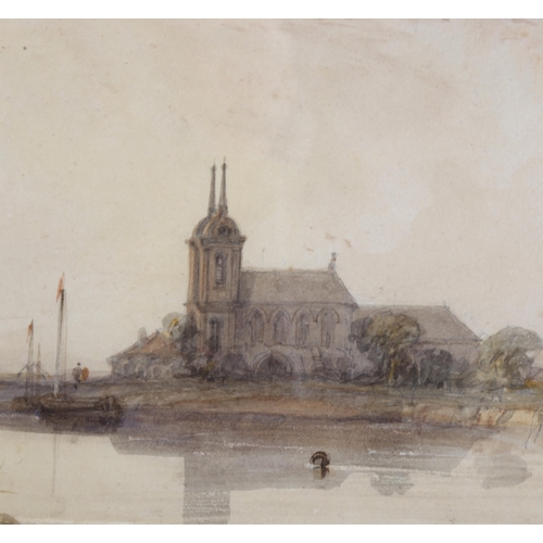 157 - Alfred Gomersal Vickers (1810 - 1837), a church in Russia or Poland, watercolour, 16cm x 23cm, frame... 