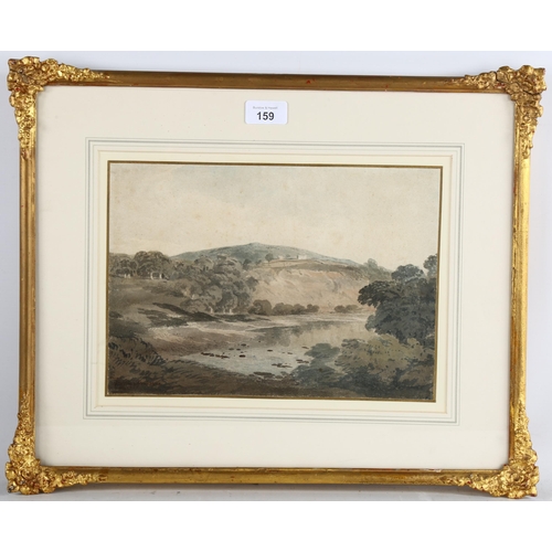 159 - John Varley (1778 - 1842), Bolton Abbey Yorkshire, watercolour, signed and inscribed verso, 22cm x 3... 