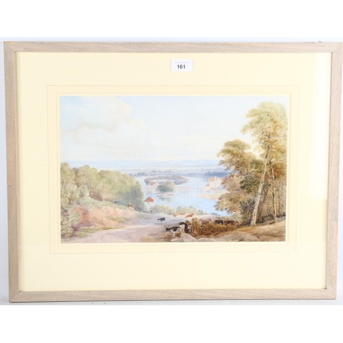 161 - Samuel Jackson (1794 - 1869), extensive landscape, watercolour, 27cm x 41cm, framed