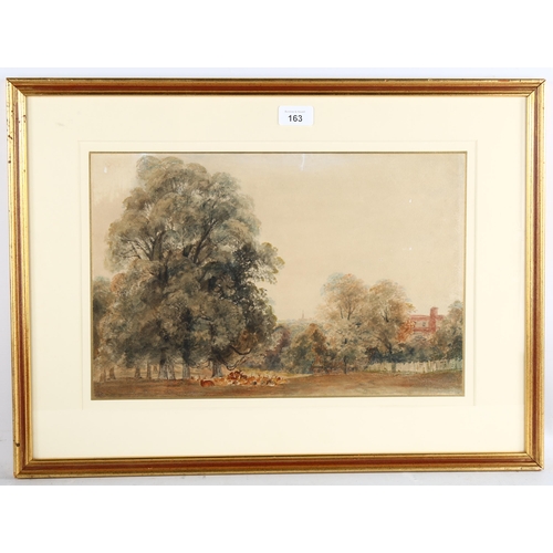 163 - Peter DeWint (1784 - 1849), deer in parkland, watercolour, 27cm x 41cm, framed