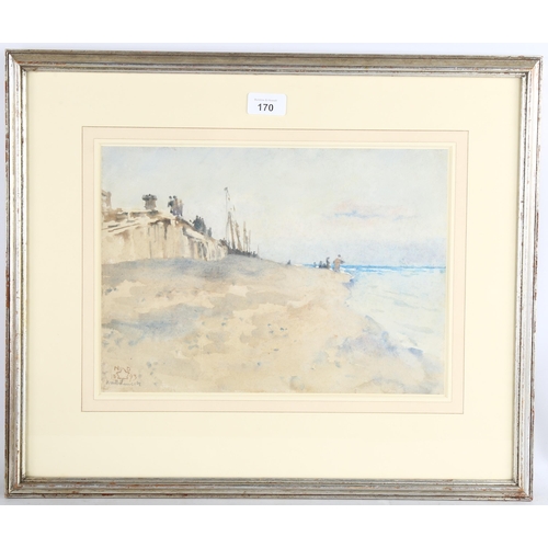 170 - Nelson Dawson (1859 - 1941), beach scene Walberswick, watercolour, signed with monogram dated 1893, ... 