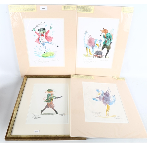 181 - Charlotte Fawley (born 1935), 5 Beatrix Potter ballet costume designs (The Royal Ballet) 2005, water... 