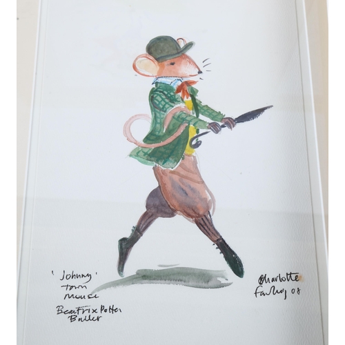 181 - Charlotte Fawley (born 1935), 5 Beatrix Potter ballet costume designs (The Royal Ballet) 2005, water... 