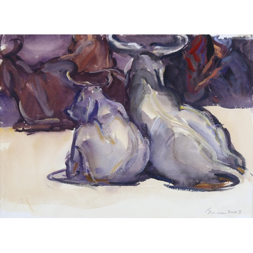 188 - Anthony Bream (born 1943), two bulls, watercolour, signed and dated 2003, 28cm x 39cm, framed