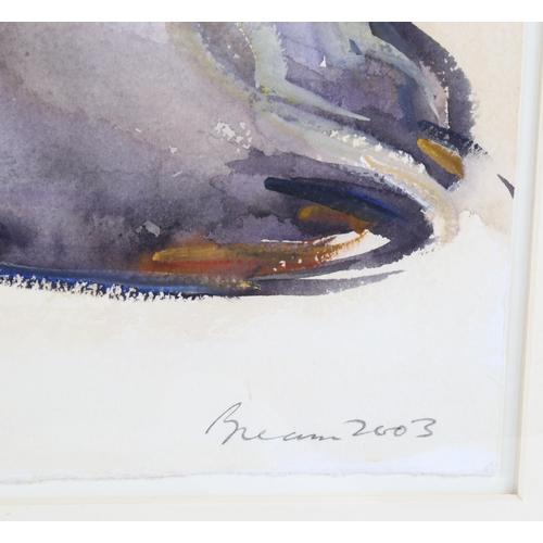 188 - Anthony Bream (born 1943), two bulls, watercolour, signed and dated 2003, 28cm x 39cm, framed