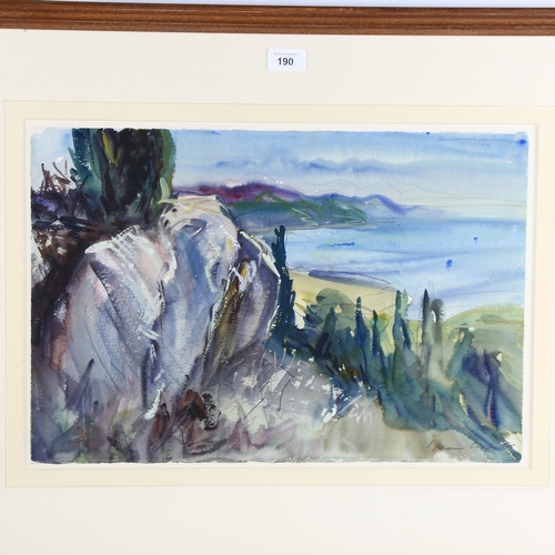 190 - Anthony Bream (born 1943), rocks Corfu, watercolour, signed, 34cm x 49cm, framed