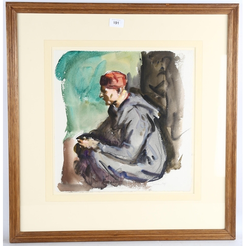 191 - Anthony Bream (born 1943), street seller Tunisia, watercolour, signed and dated 1994, 39cm x 37cm, f... 