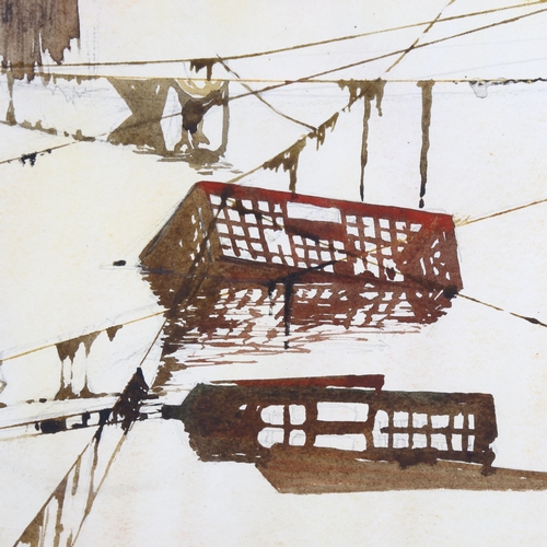 199 - Charles Bartlett (1921 - 2014), backwater, watercolour, signed with Exhibition label verso, 45cm x 5... 