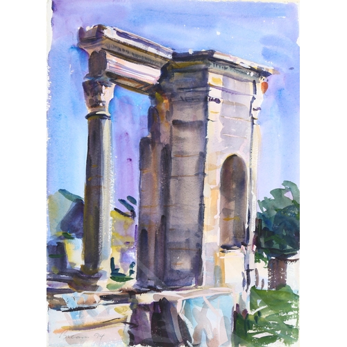 201 - Anthony Bream (born 1943), Temple of Juno Calaestis, Dougga, 1994, 39cm x 28cm, mounted