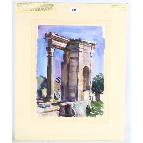 201 - Anthony Bream (born 1943), Temple of Juno Calaestis, Dougga, 1994, 39cm x 28cm, mounted