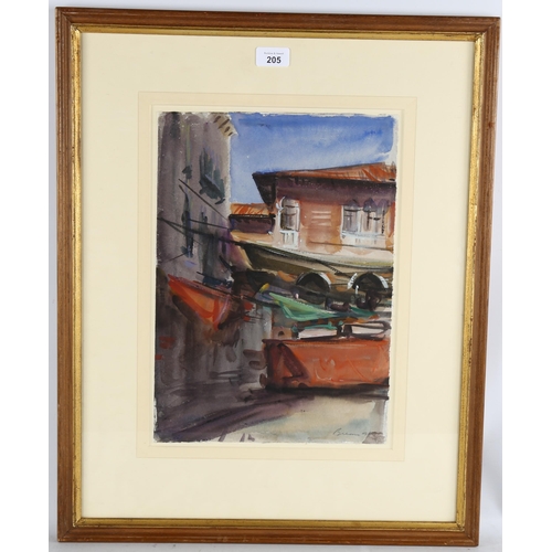 205 - Anthony Bream (born 1943), fish market Venice, 1998, watercolour, signed, 39cm x 27cm, framed