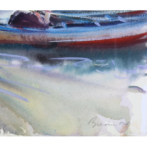 207 - Anthony Bream (born 1943), boats moored Corfu, 1994, watercolour, 29cm x 39cm, framed