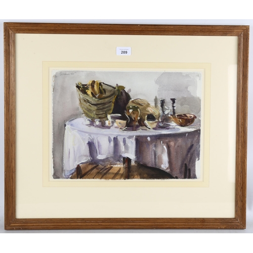 209 - Anthony Bream (born 1943), table Tunisia, 1995, signed, 29cm x 39cm, framed