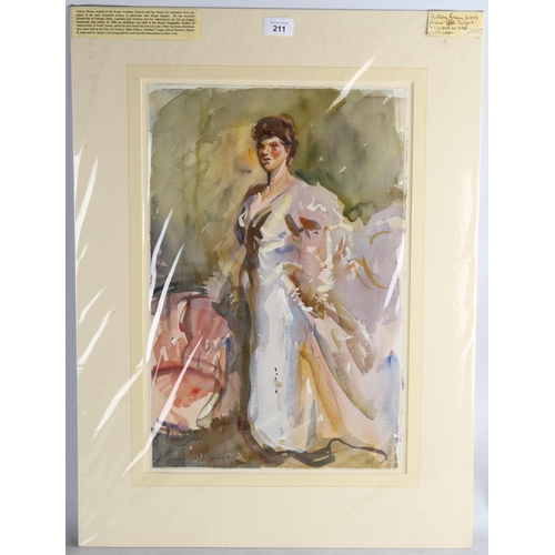 211 - Anthony Bream (born 1943), portrait of a lady, watercolour, signed, 50cm x 33cm, mounted