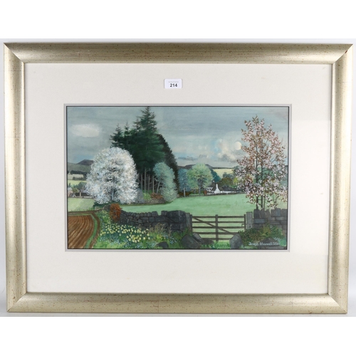 214 - Joseph Maxwell RSW, the light of two lands, May tree, Crieff, watercolour, signed and dated 1995, Ex... 