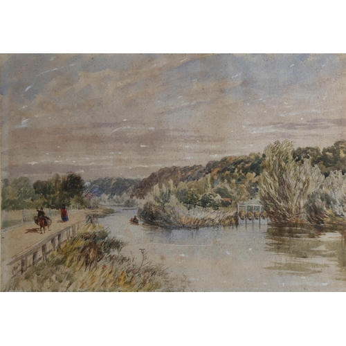 216 - David Cox Junior (1809 - 1885), on the Thames at Marlow, watercolour, 33cm x 49cm, framed