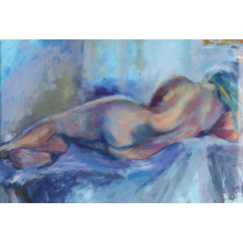 217 - Judy Dewsbury, nude life study, oil on paper, signed and dated 2009, 40cm x 60cm, framed