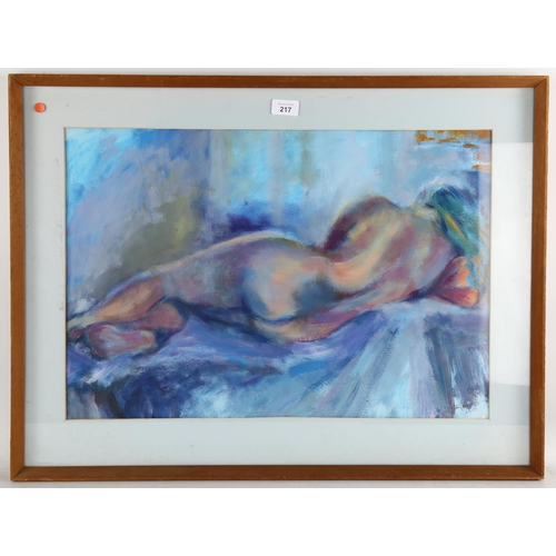 217 - Judy Dewsbury, nude life study, oil on paper, signed and dated 2009, 40cm x 60cm, framed