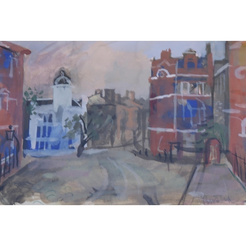 229 - Austin Taylor (1908 - 1992), 3 views of Windsor and Continental scene, watercolour/body colour, 12cm... 