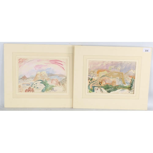 235 - Austin Taylor (1908 - 1992), 2 views of Athens, 1961, watercolour/body colour, signed, 18cm x 25cm, ... 