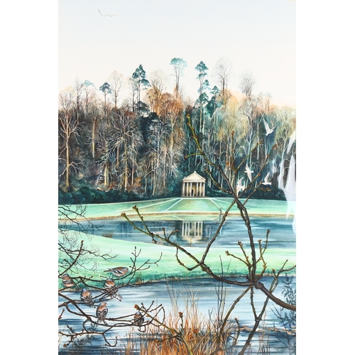 239 - Lesley Fotherby (born 1946), park pavilion, watercolour, 55cm x 37cm, mounted