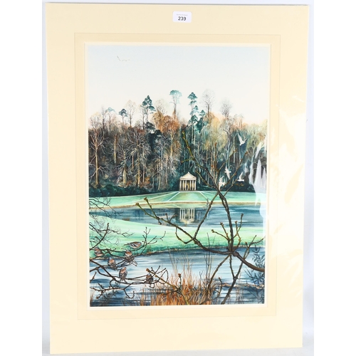 239 - Lesley Fotherby (born 1946), park pavilion, watercolour, 55cm x 37cm, mounted