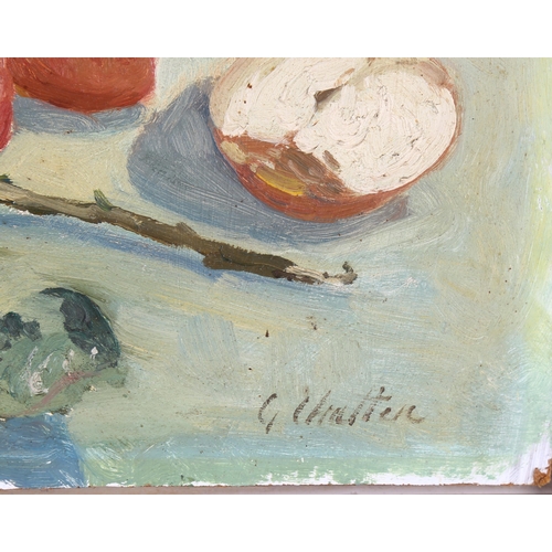 24 - Geoffrey Chatten (born 1938), still life apples, oil on board, signed, 25cm x 30cm, framed