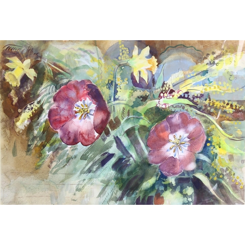 240 - Audrey Macleod, spring flowers, watercolour, signed, 37cm x 52cm, mounted