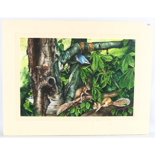 241 - Lesley Fotherby (born 1946), tree life, watercolour, 37cm x 55cm, mounted