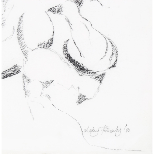 242 - Lesley Fotherby (born 1946), 2 sheets of cat studies, charcoal on paper, signed, 56cm x 38cm, mounte... 