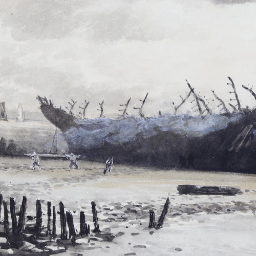 245 - Thomas Bush Hardy (1842 - 1897), shipwreck on the beach, watercolour, signed, 23cm x 34cm, framed