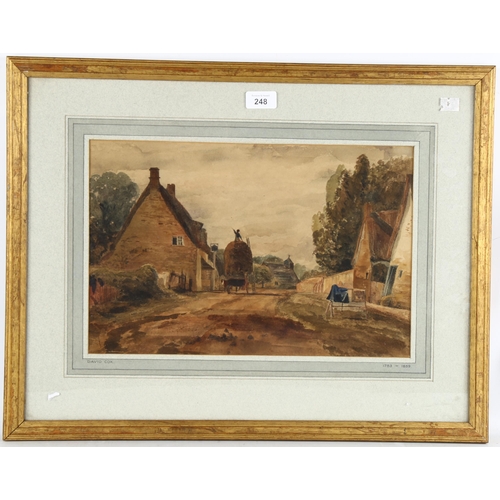 248 - David Cox (1783 - 1859), hay cart, watercolour, 26cm x 40cm, framed